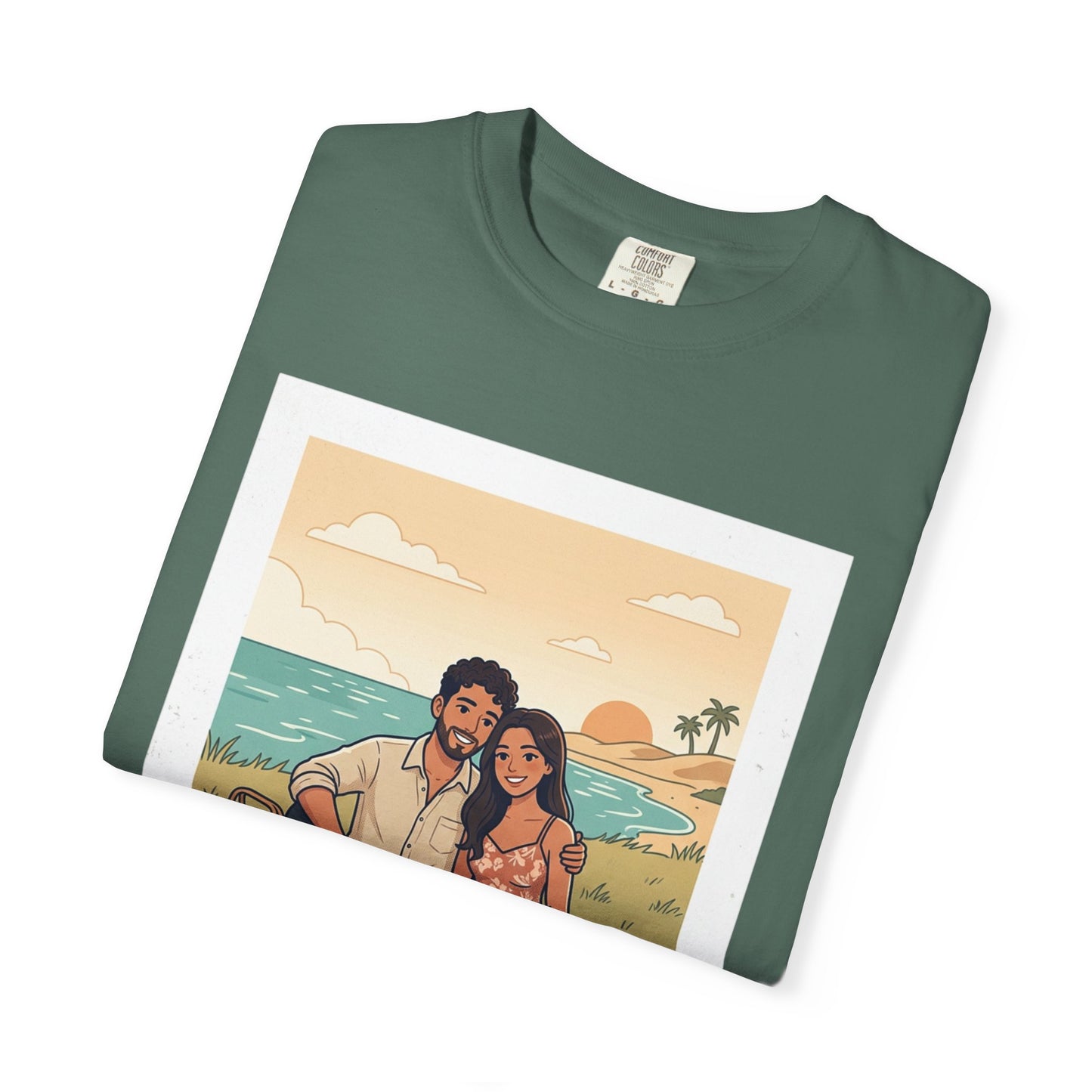 Beach Picnic Couple T‑Shirt — “The best days aren’t planned.” Relaxed Vacation Tee