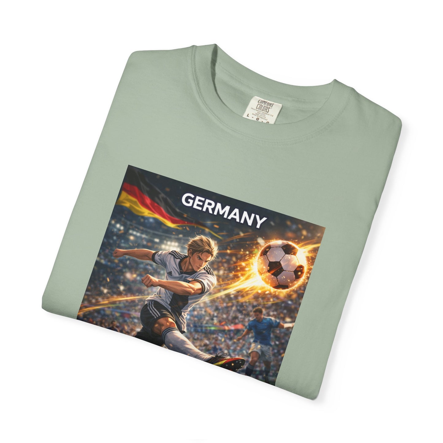 Germany Soccer Player Graphic T-Shirt — Retro Football Stadium Print