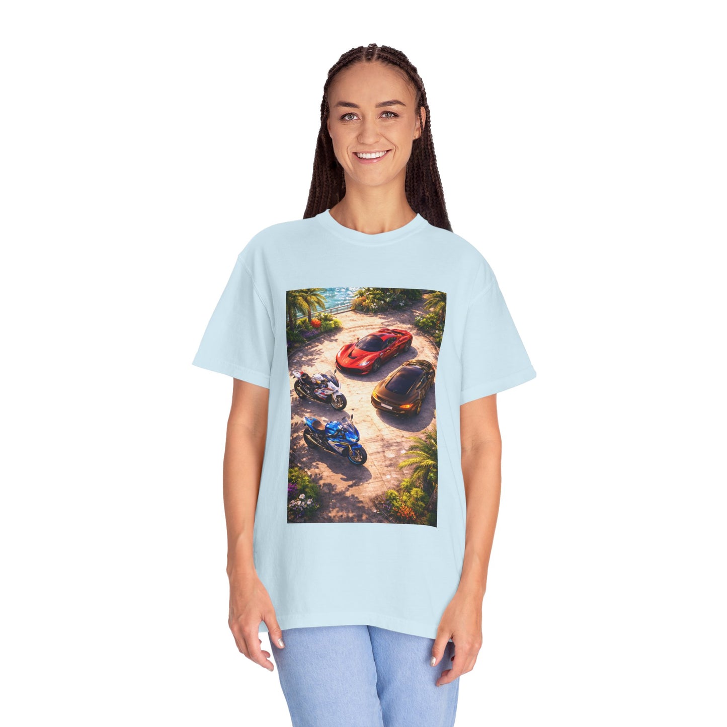 MULTI-VEHICLE - T-Shirt — Tropical Sports Cars & Motorbikes Print