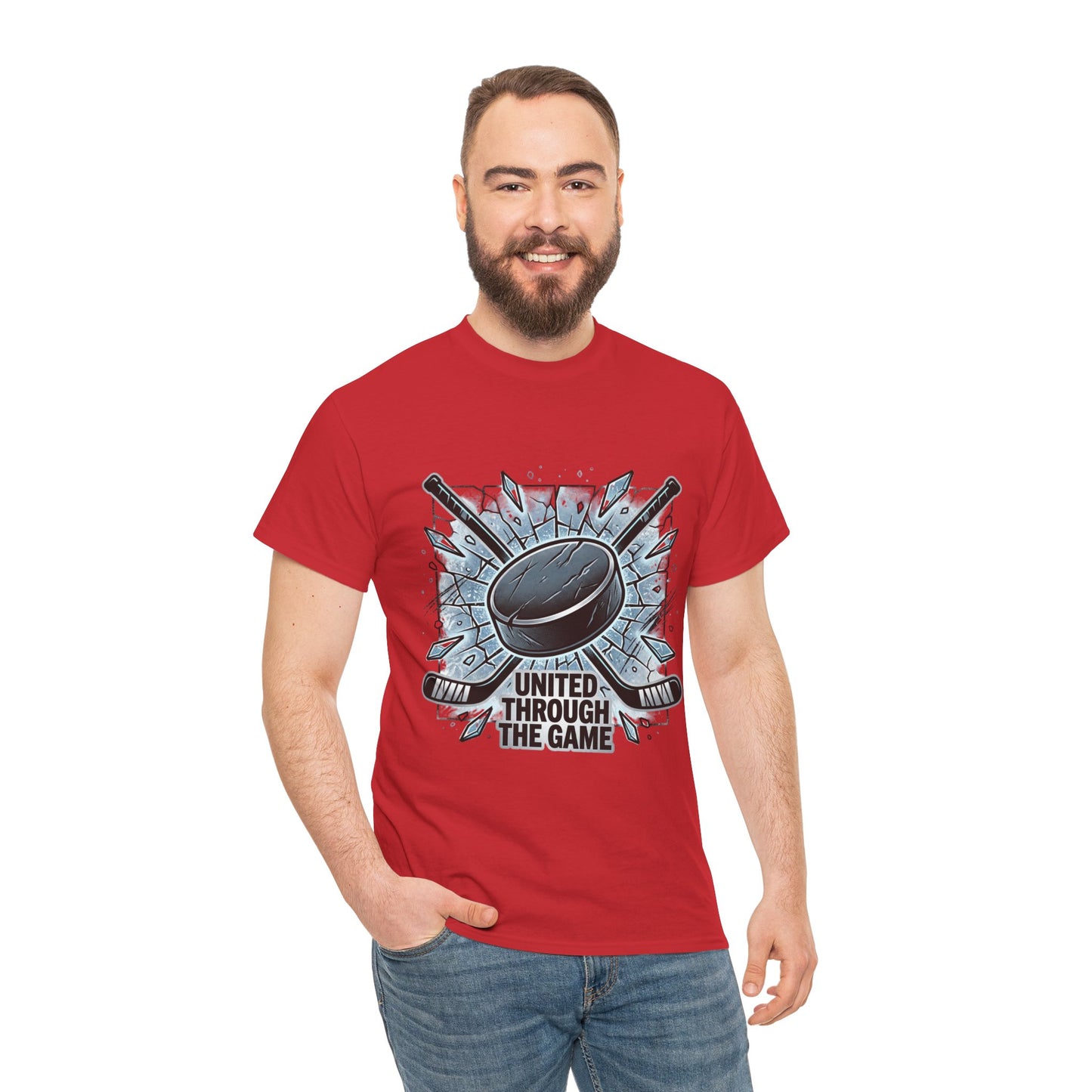 Hockey T-Shirt — "United Through the Game" Graphic Tee