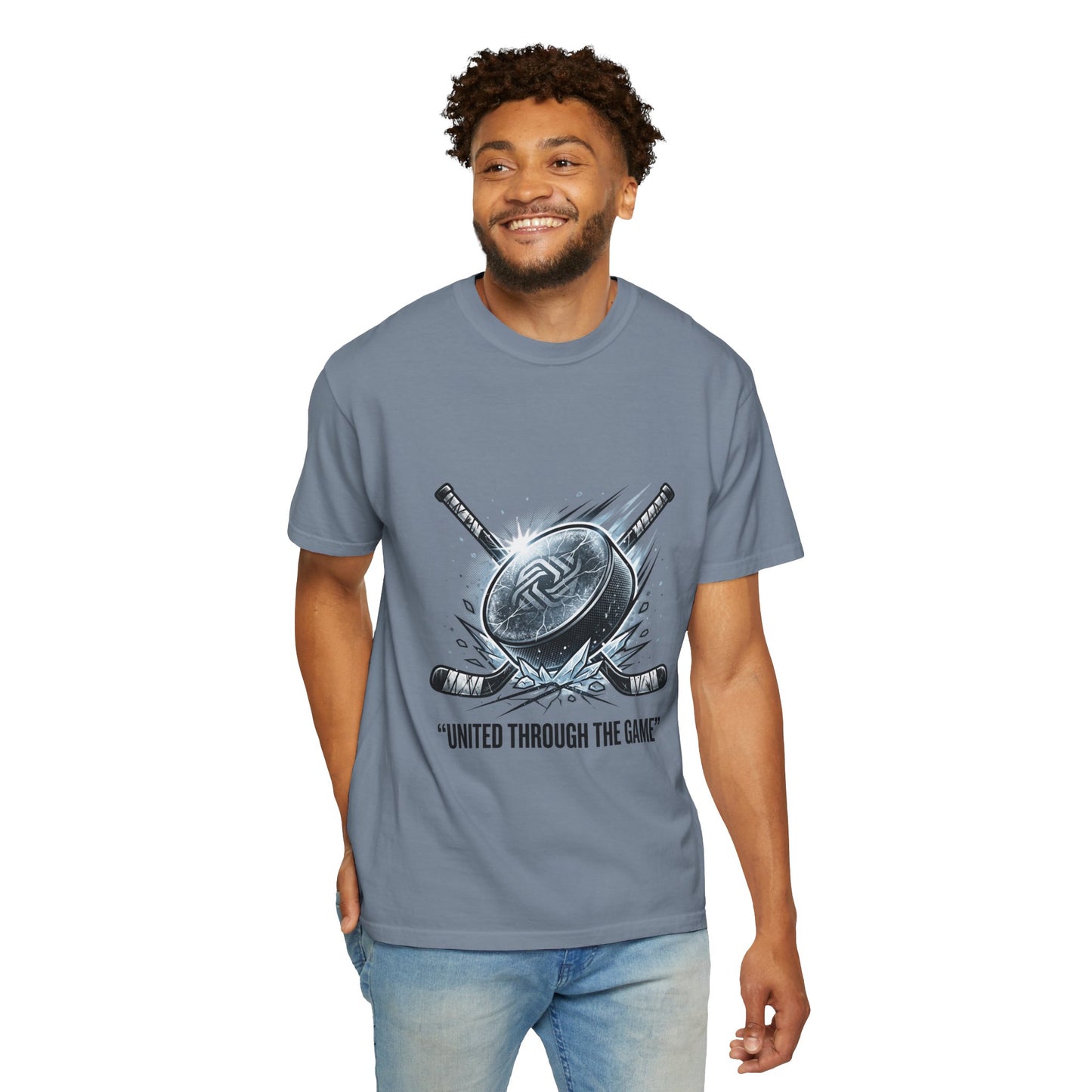Hockey Graphic Tee — "United Through the Game" Team Spirit T-Shirt