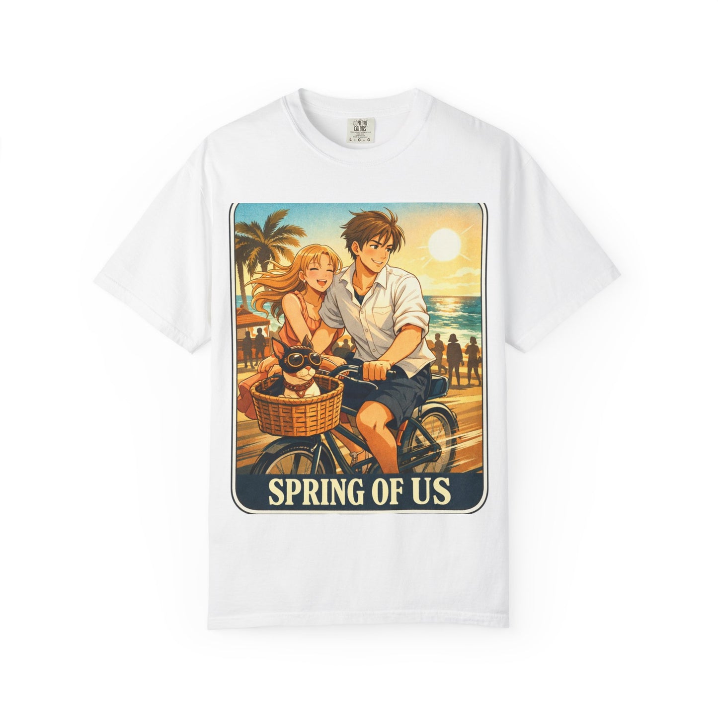 Spring of Us T-Shirt — Vintage Beach Couple Bicycle Design