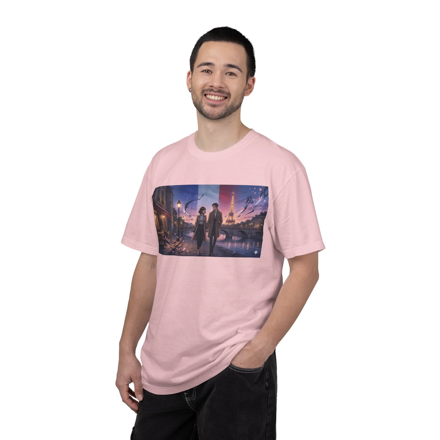 T-Shirt — Romantic City Night Stroll Illustration