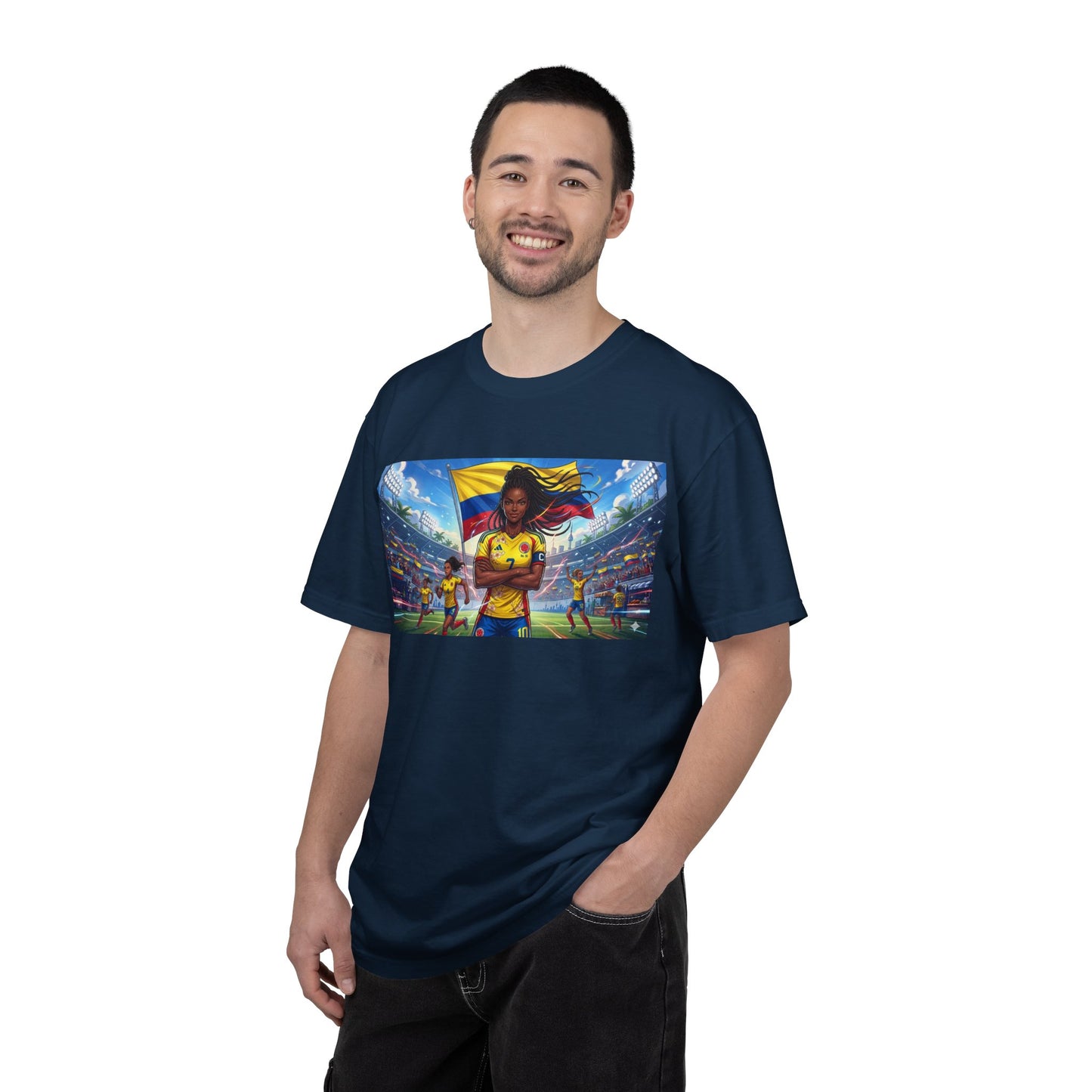 Soccer Champion Graphic T-Shirt — Woman Goalkeeper Stadium Art