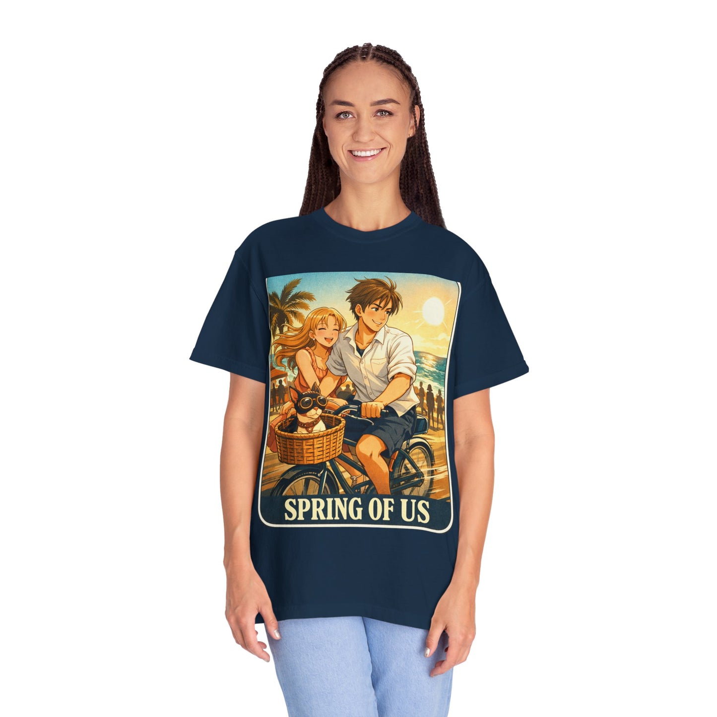 Spring of Us T-Shirt — Vintage Beach Couple Bicycle Design