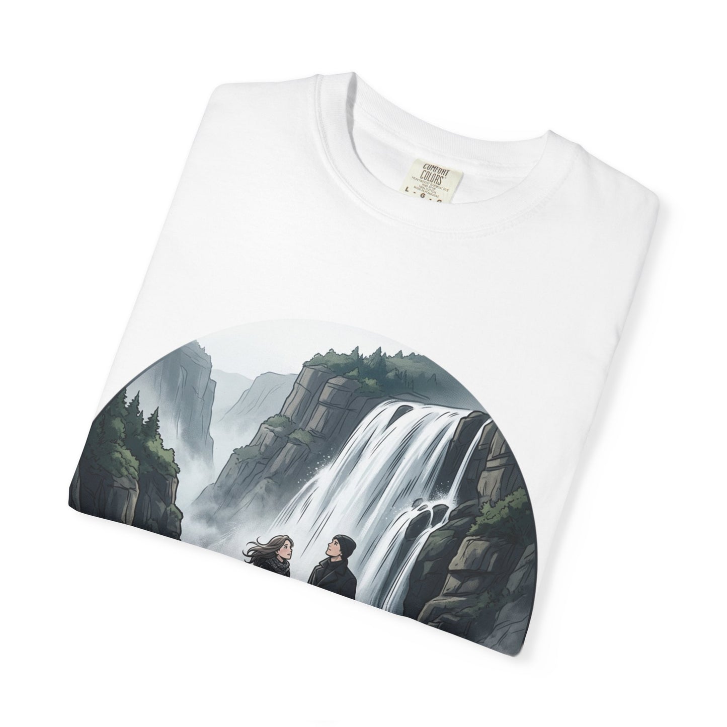 Explore More T-Shirt — Adventure Graphic Tee with Waterfall Scene