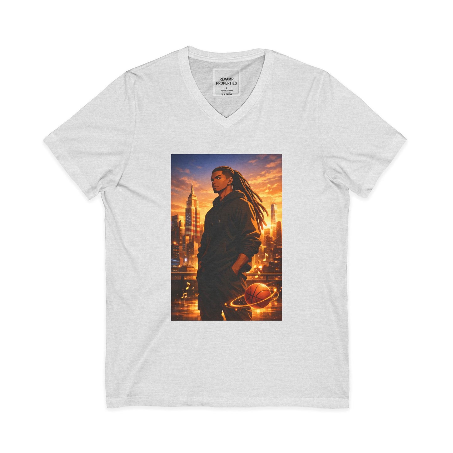 Dreadlocks Sunset Cityscape V-Neck Tee