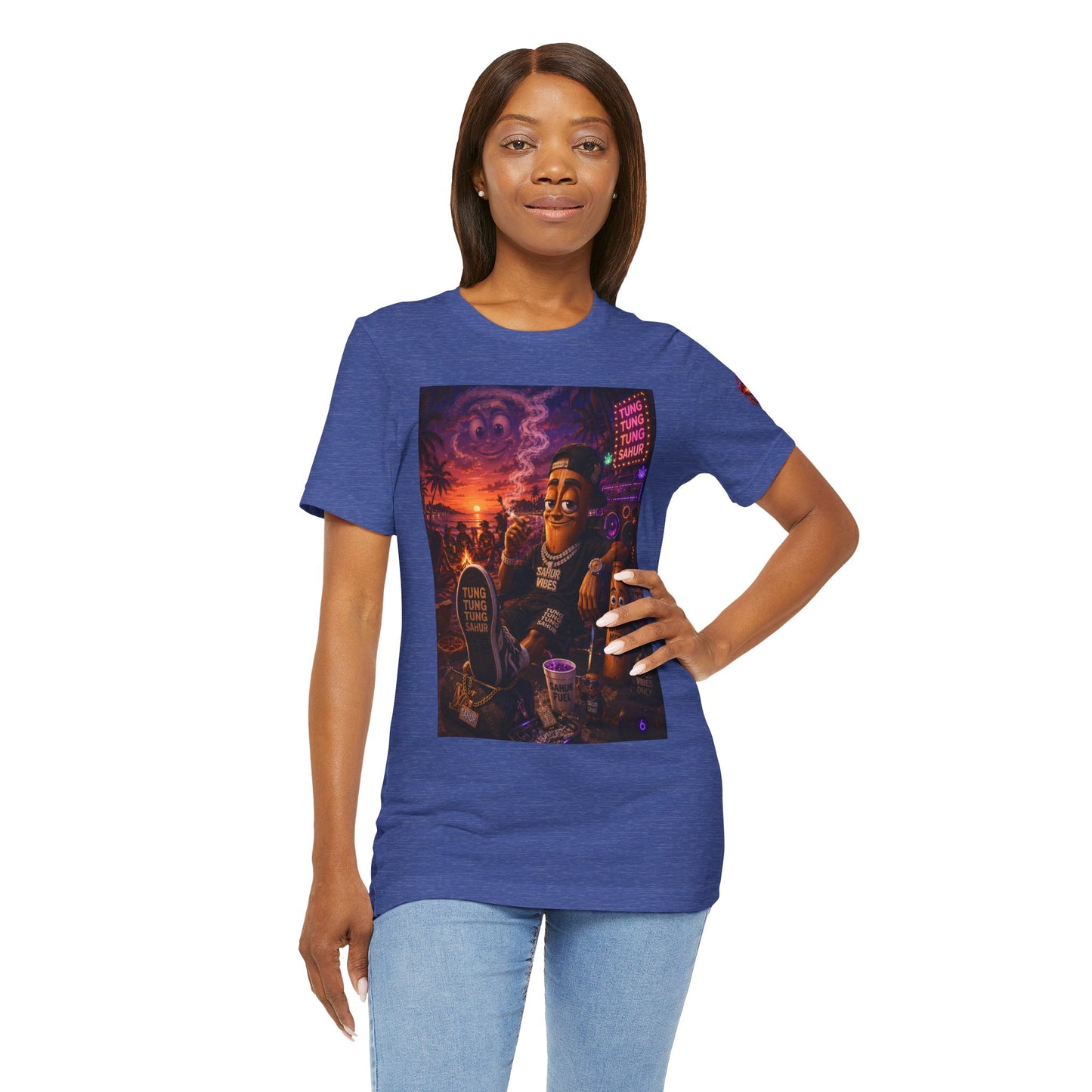 Tung Tung Tung Sahur Laid-Back Nightlife Graphic Tee — "Things Take Time" Urban Cartoon Design
