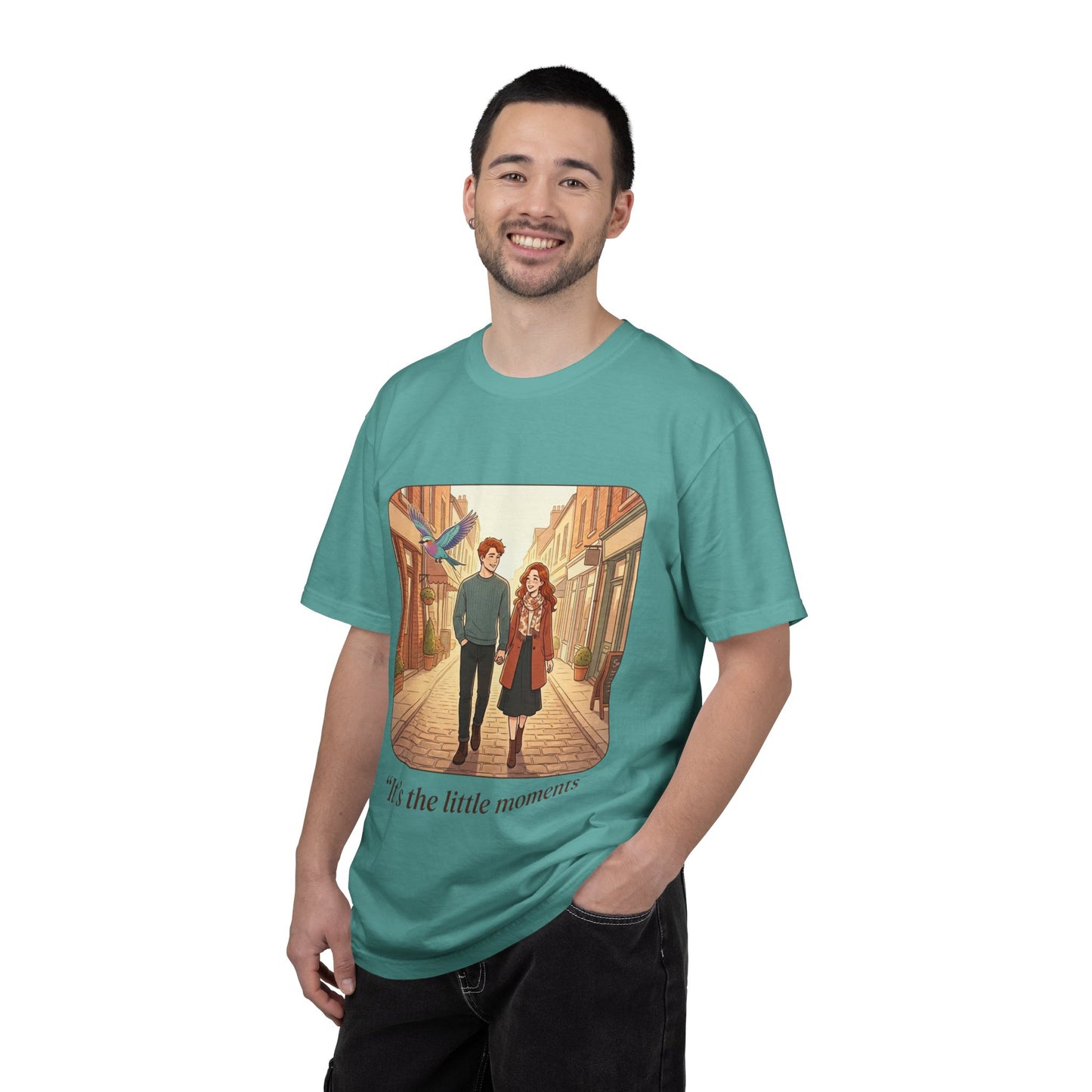 Romantic Stroll T-Shirt — “It’s the little moments” Couple Illustration Tee