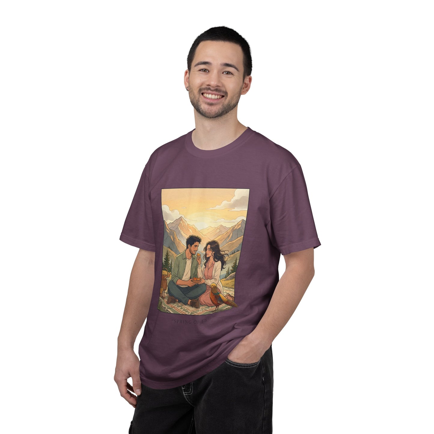 Couples Mountain Picnic T-Shirt — 'Opening Up' Scenic Graphic Tee