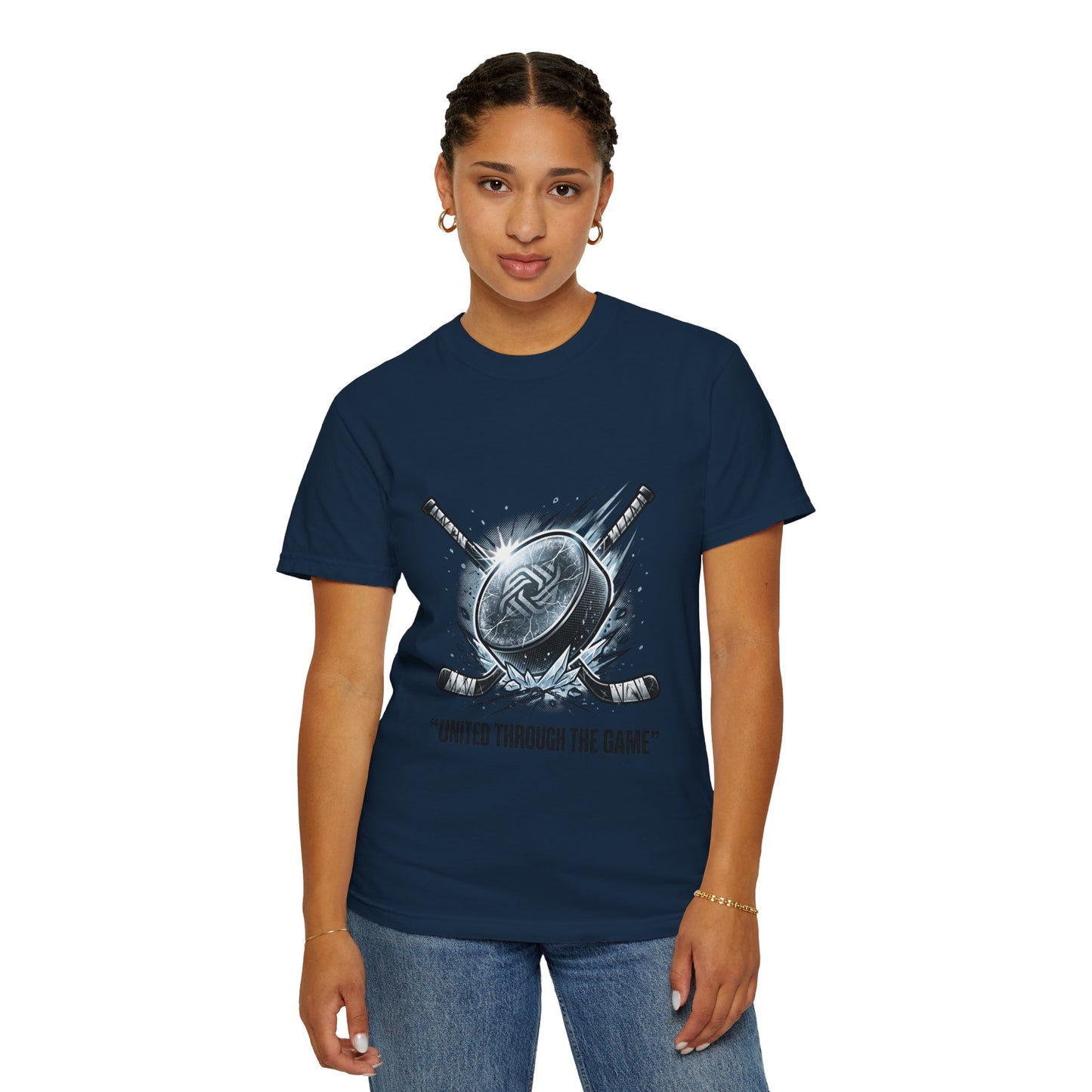 Hockey Graphic Tee — "United Through the Game" Team Spirit T-Shirt