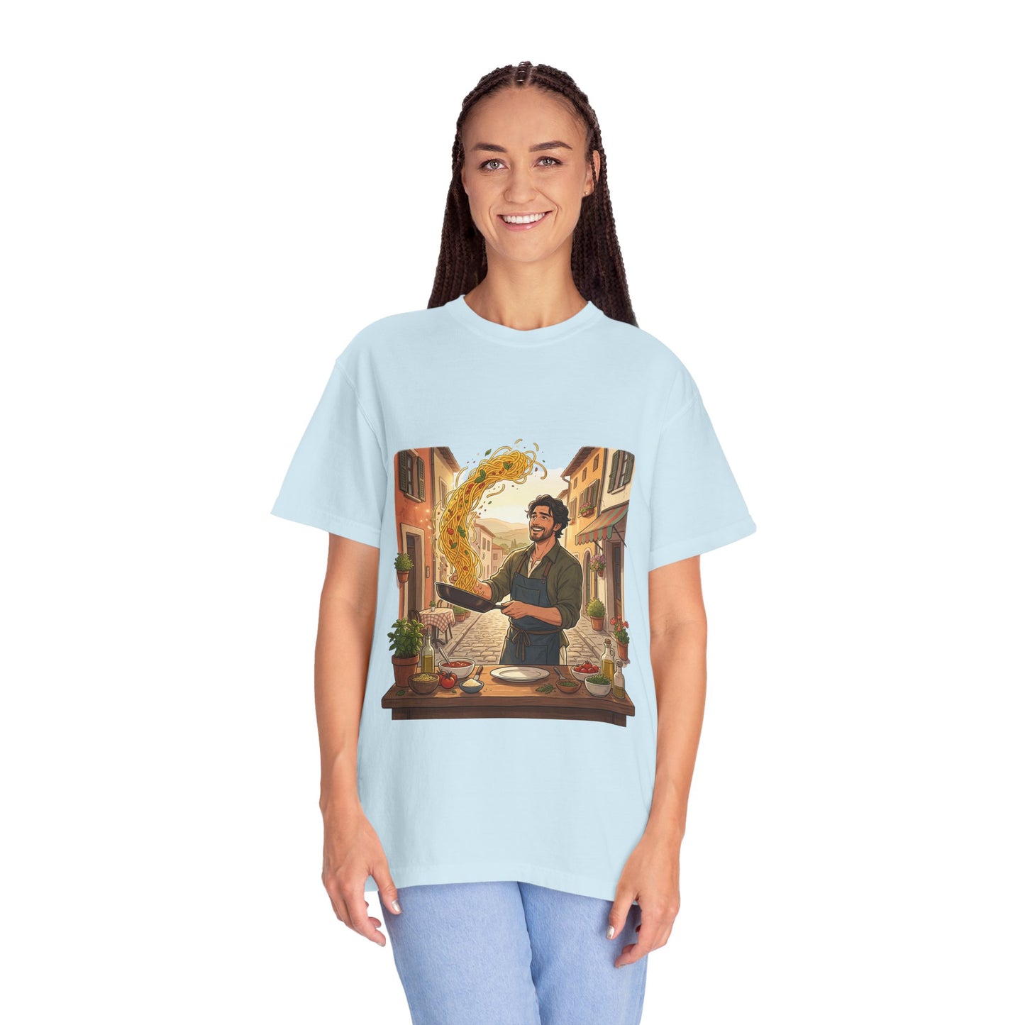 Italian Chef Pasta Toss T-Shirt — Vintage Street Kitchen Cooking Graphic Tee