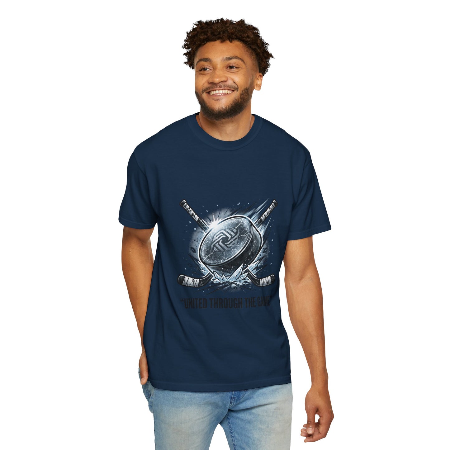 Hockey Graphic Tee — "United Through the Game" Team Spirit T-Shirt