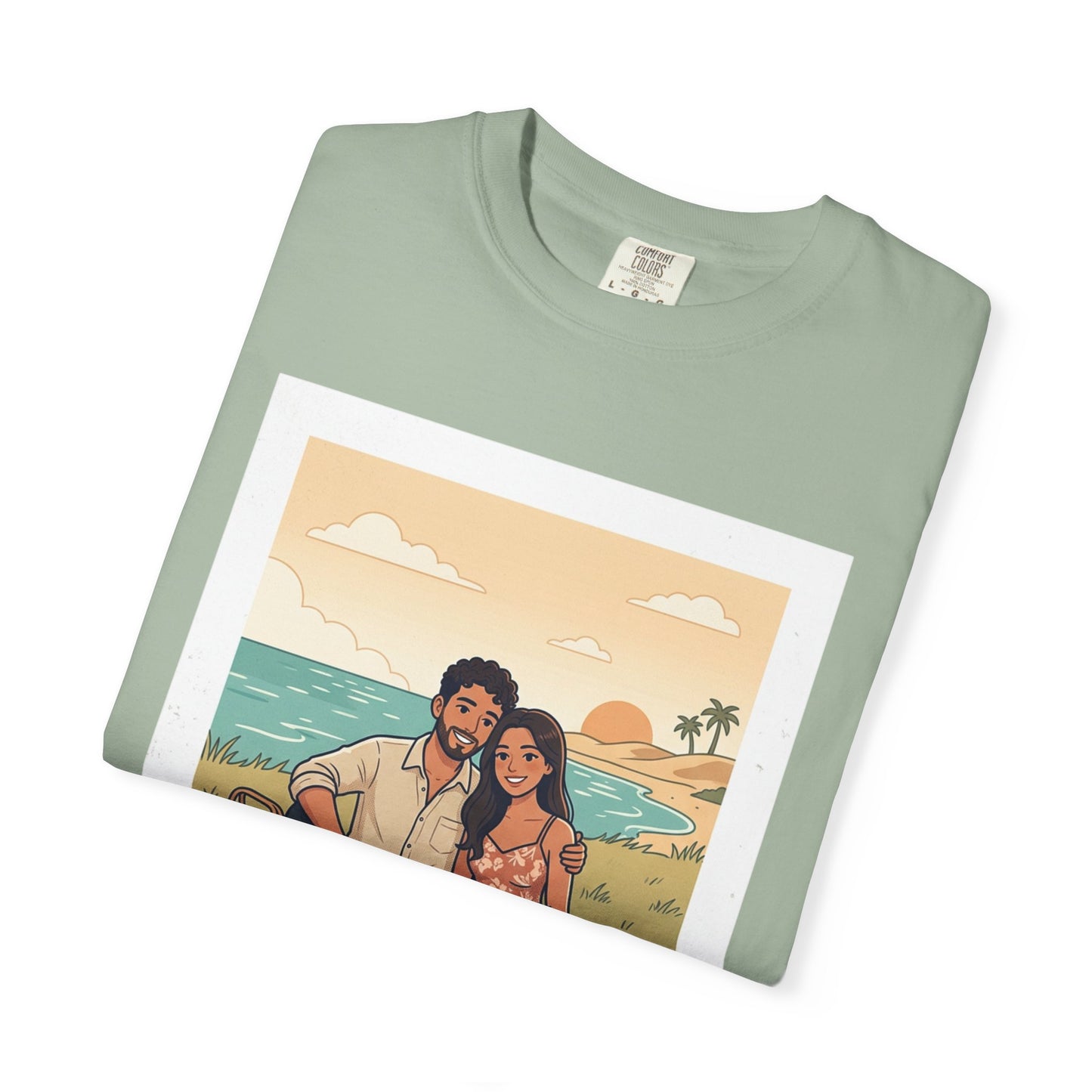 Beach Picnic Couple T‑Shirt — “The best days aren’t planned.” Relaxed Vacation Tee