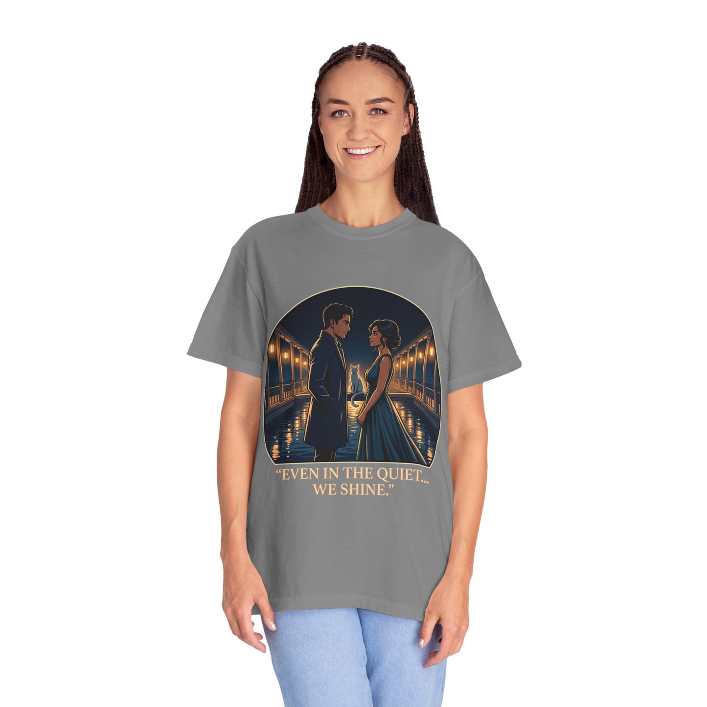 Romantic Night Stroll T-Shirt — "Even in the Quiet... We Shine" Graphic Tee