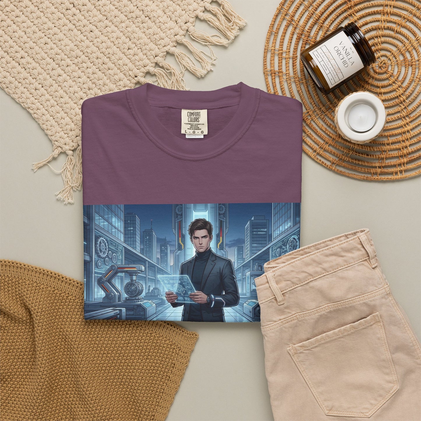 Cyberpunk Detective T-Shirt — Futuristic Noir Cityscape Graphic Tee