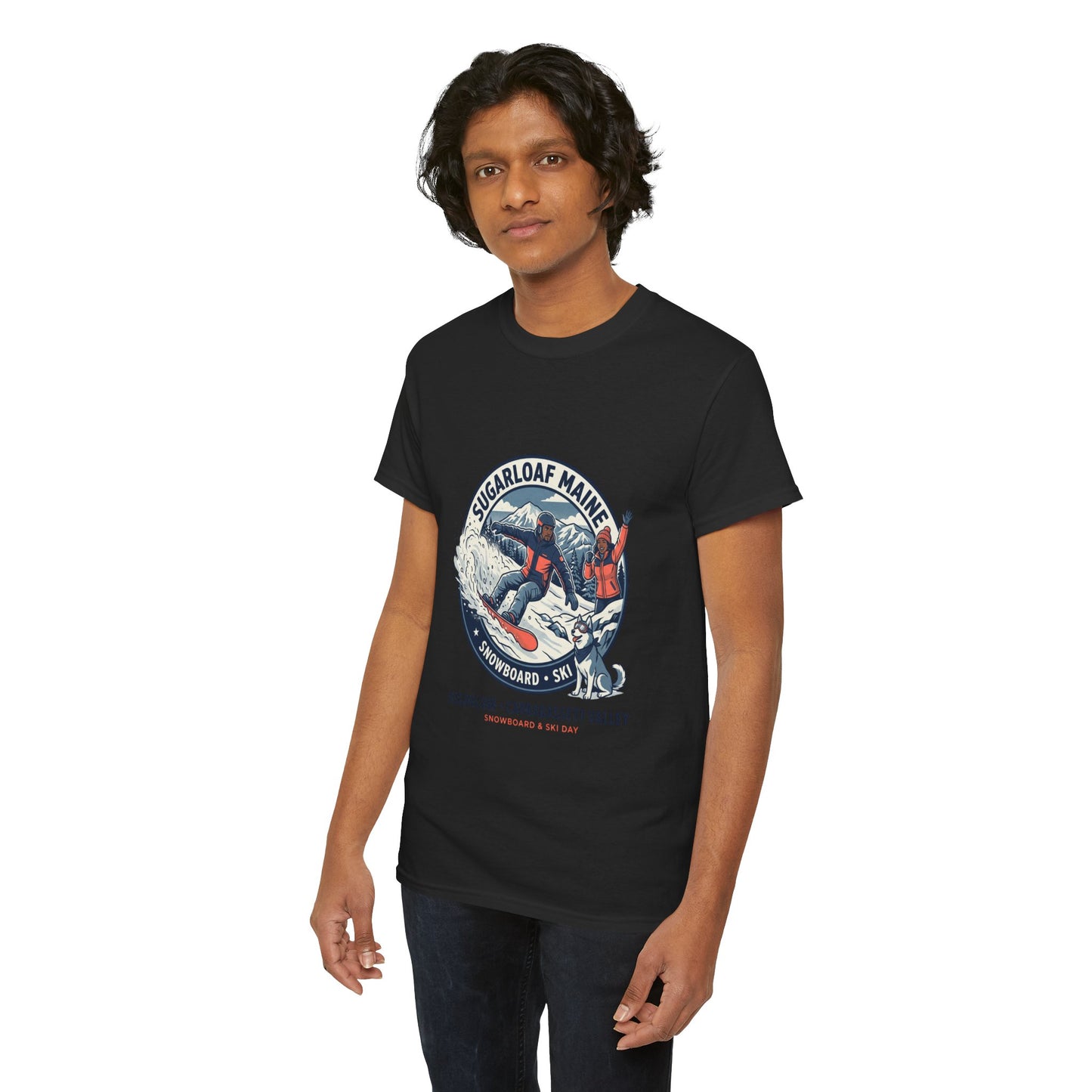 Sugarloaf Maine Snowboard & Ski T‑Shirt — Sugarloaf‑Carrabassett Valley Retro Graphic Tee