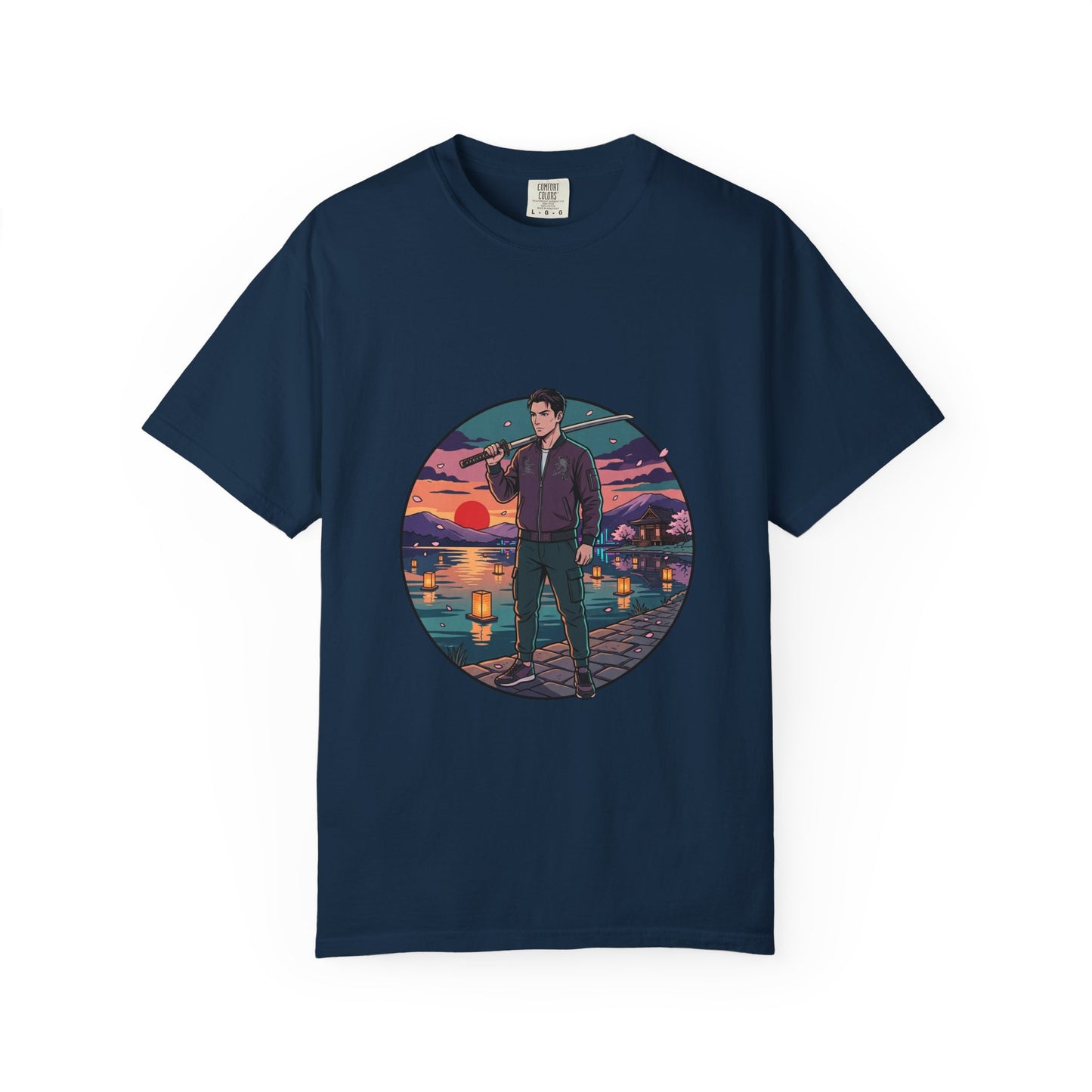 Vintage Night Harbor T-Shirt — Retro Sunset Fisherman Graphic Tee