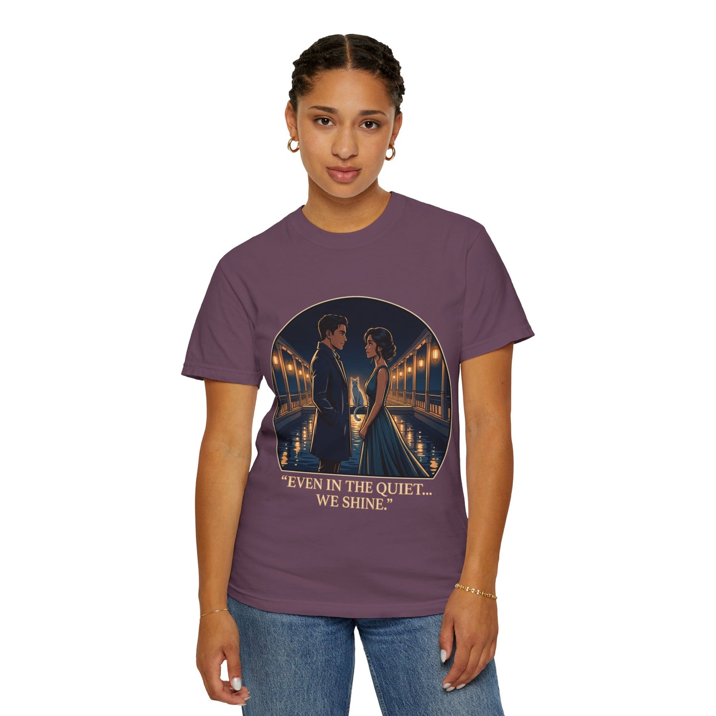 Romantic Night Stroll T-Shirt — "Even in the Quiet... We Shine" Graphic Tee