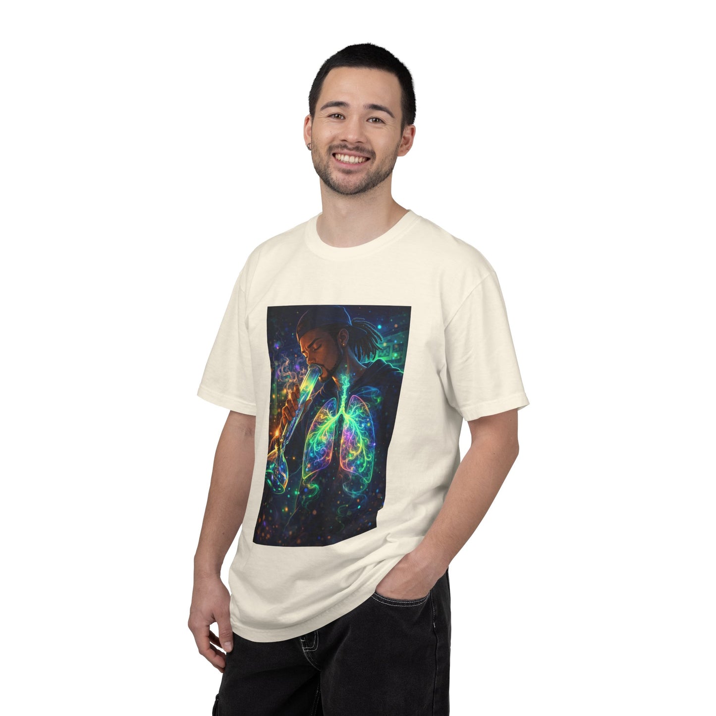 Cosmic Lungs T-Shirt — Neon Anatomical Art Tee