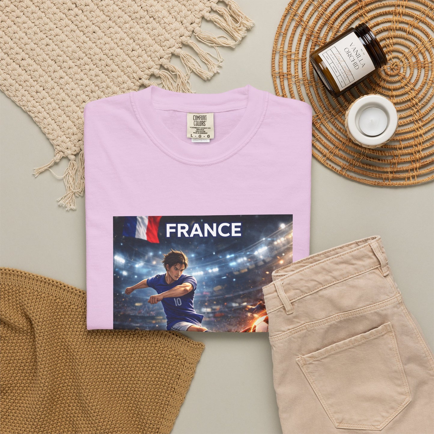 France Soccer Player Graphic T-Shirt — Football Kick Stadium Design