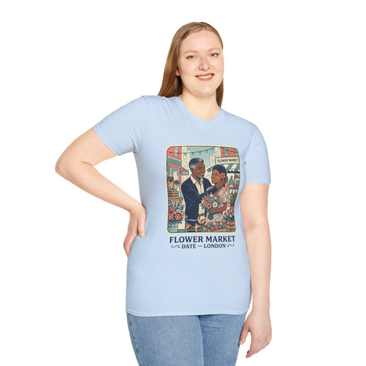 Flower Market Date — London T-Shirt — Retro Couple Floral Market Graphic Tee