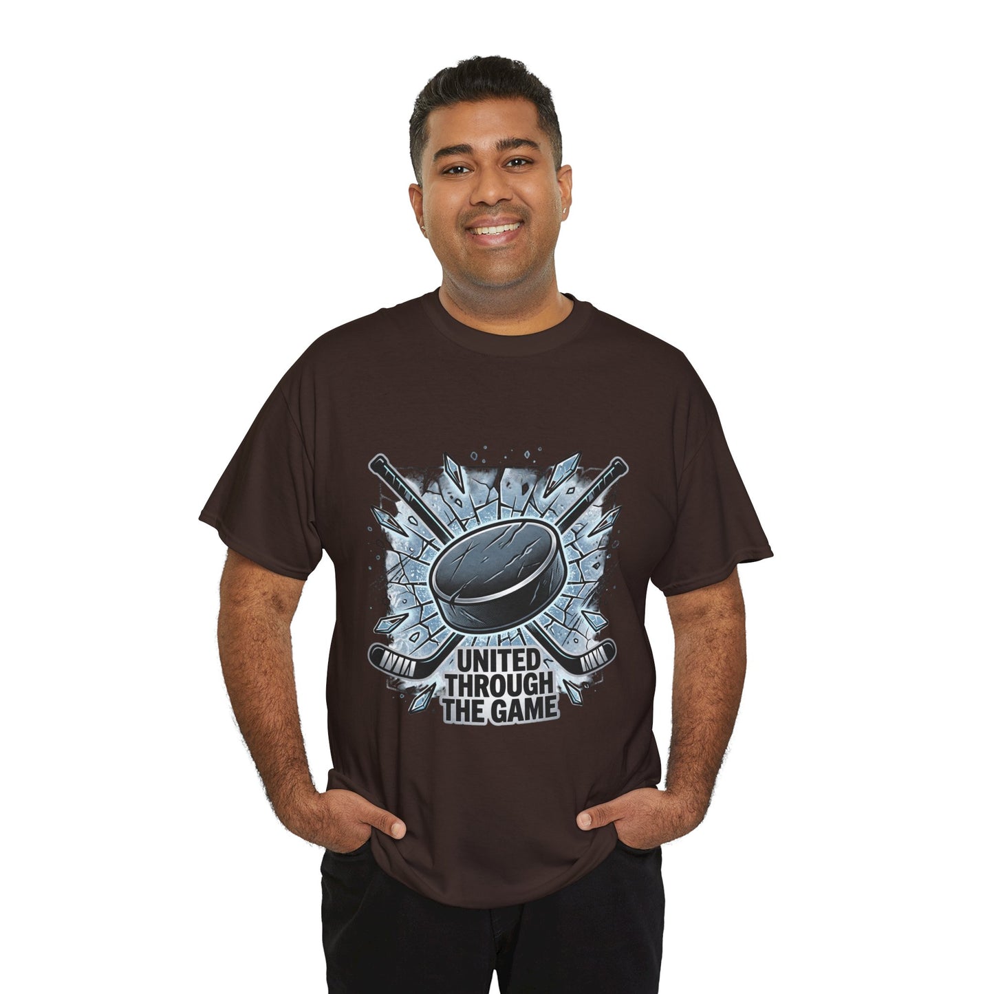 Hockey T-Shirt — "United Through the Game" Graphic Tee