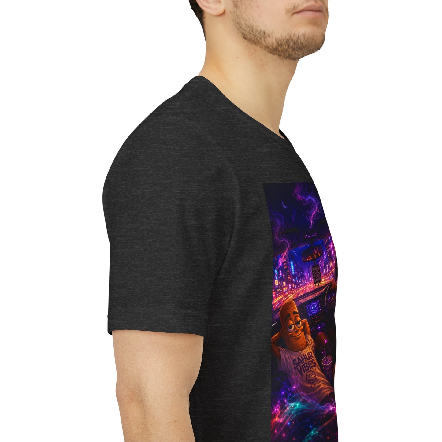 Tung Tung Tung Sahur Who Ride Like Us T-Shirt — Night Cruise Vaporwave Graphic Tee