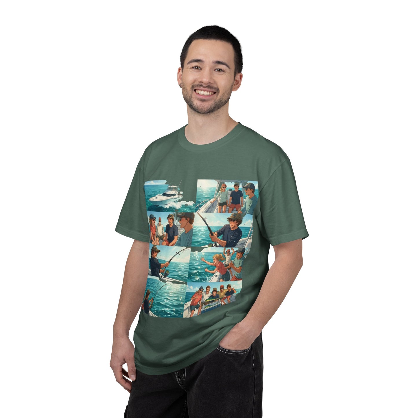 Deep Sea Energy (Friends Fishing Edition) Fishing Trip Photo Collage T-Shirt