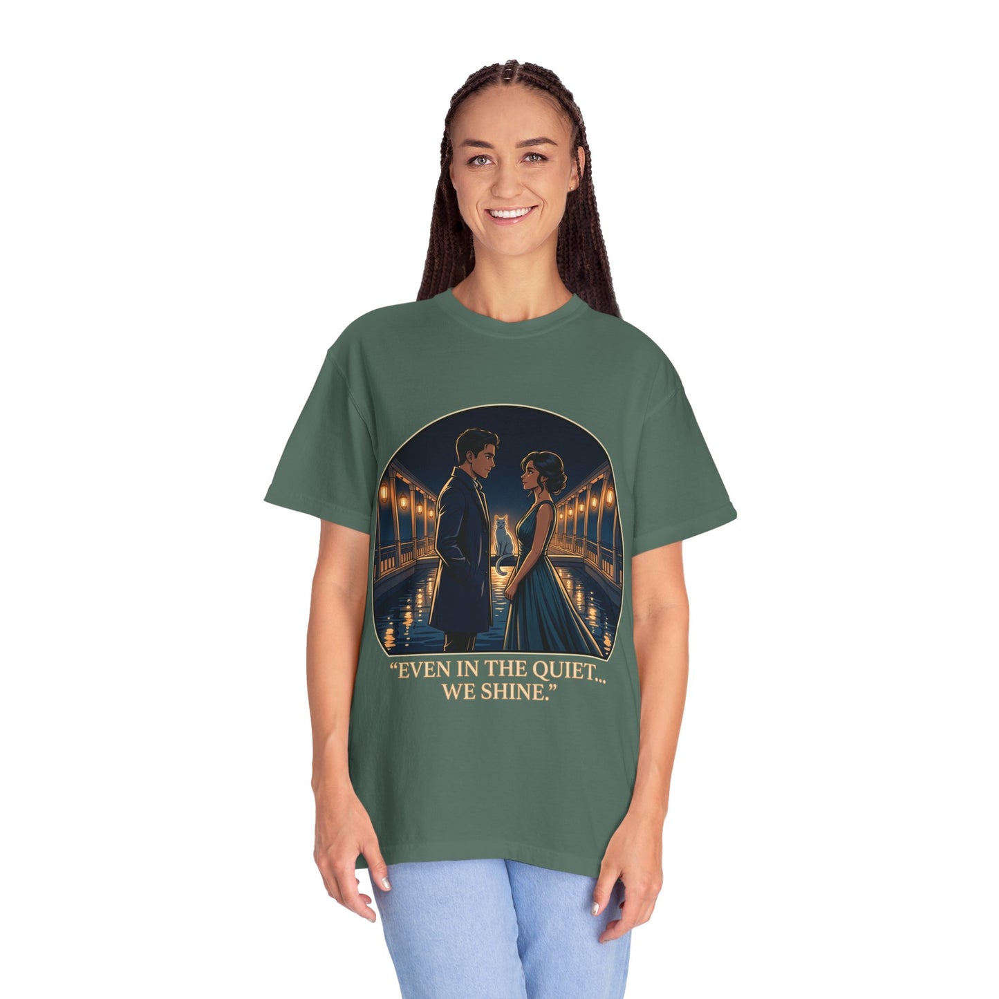 Romantic Night Stroll T-Shirt — "Even in the Quiet... We Shine" Graphic Tee