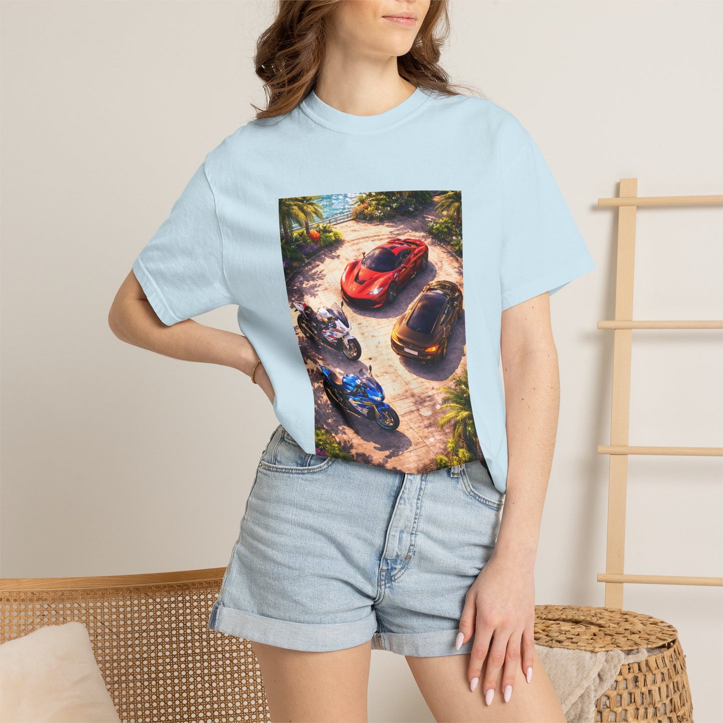 MULTI-VEHICLE - T-Shirt — Tropical Sports Cars & Motorbikes Print