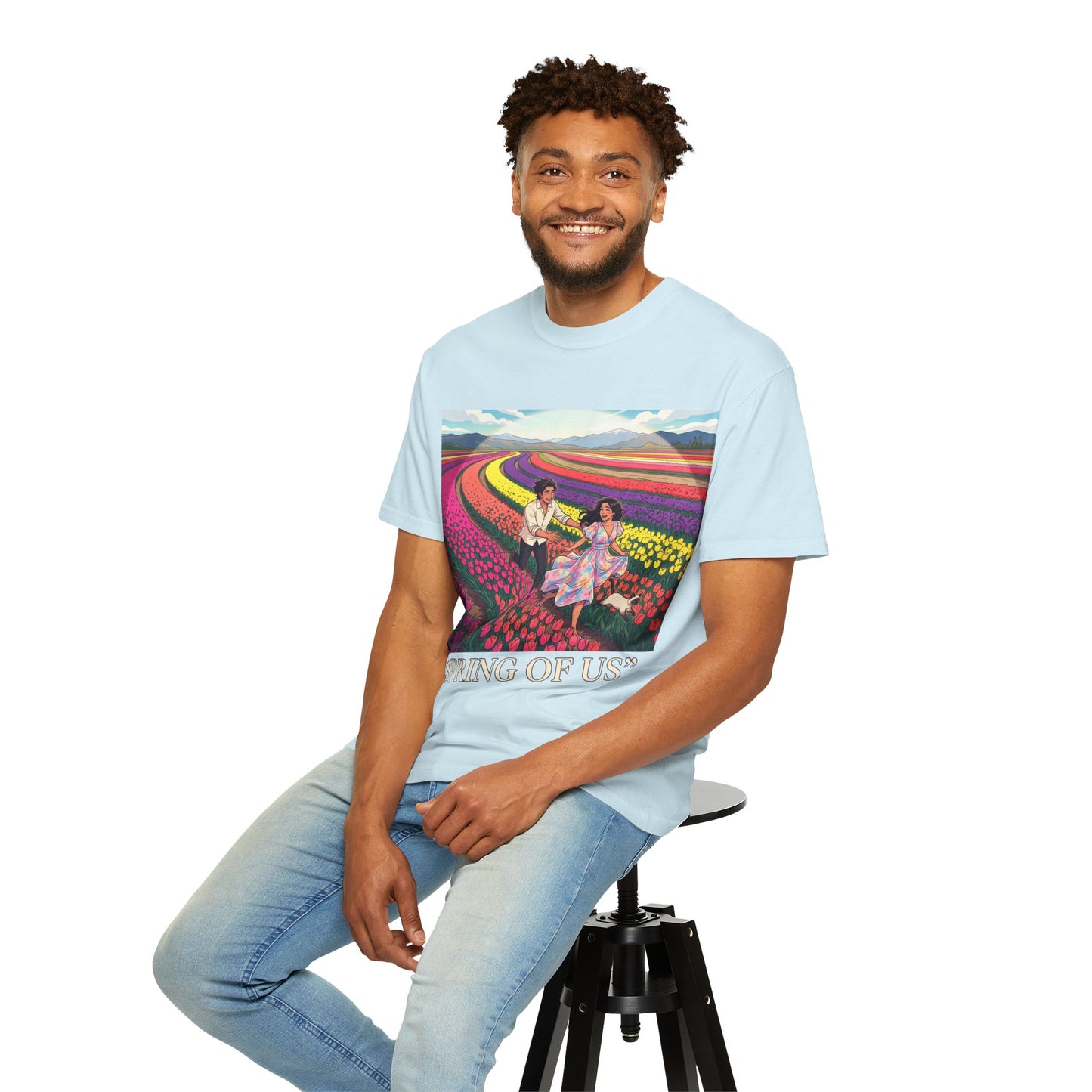 Spring of Us T-Shirt — Floral Field Vintage Couple Graphic Tee