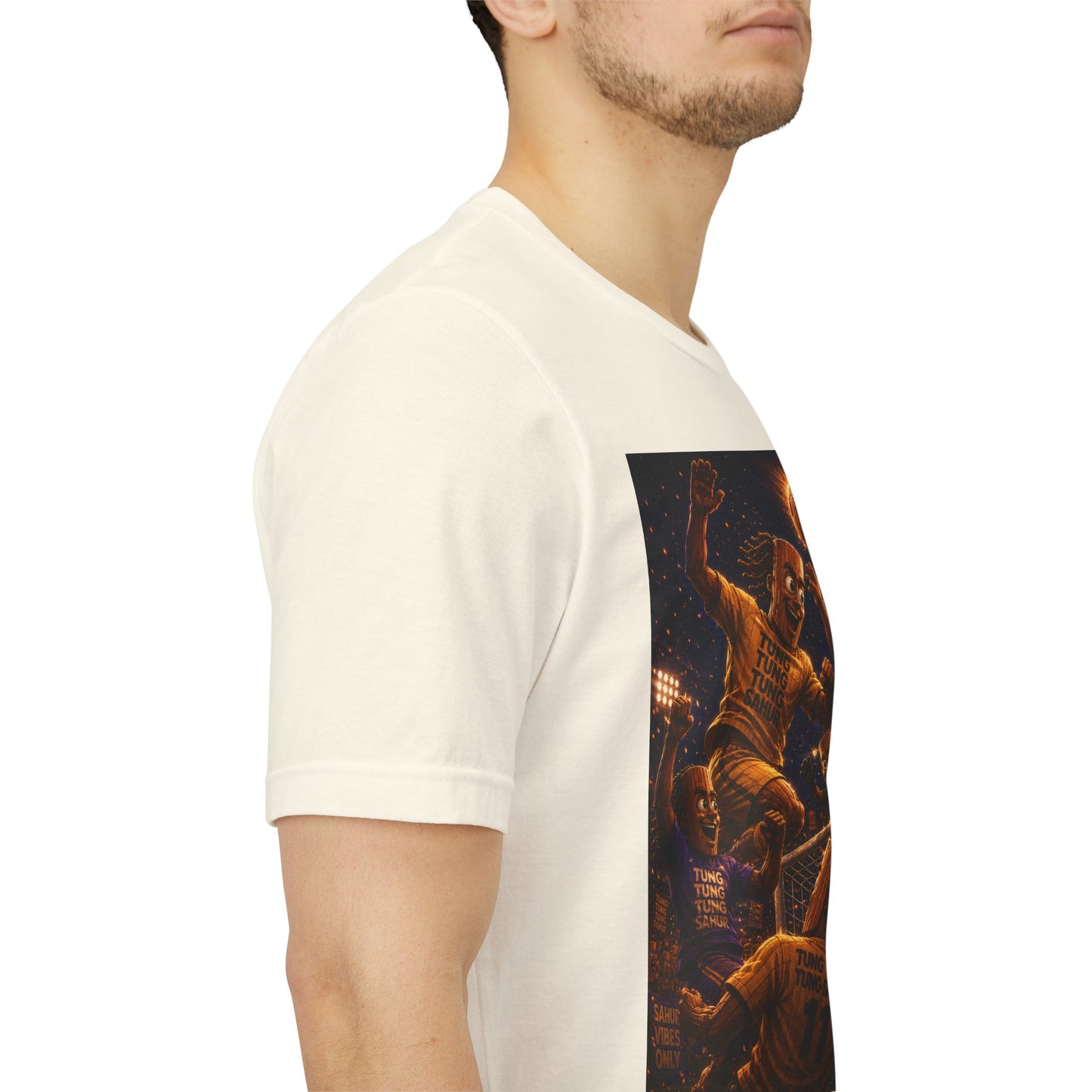 Tung Tung Tung Sahur Header Goal Soccer Action Graphic Tee — Team Court Night Design