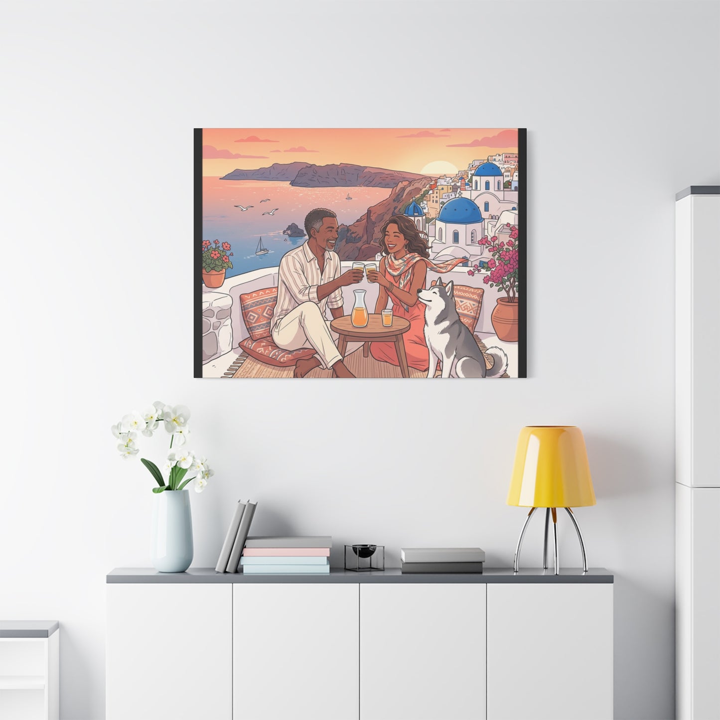 Santorini, Greece – “Sunset Serenade - Matte Canvas, Stretched, 1.25"