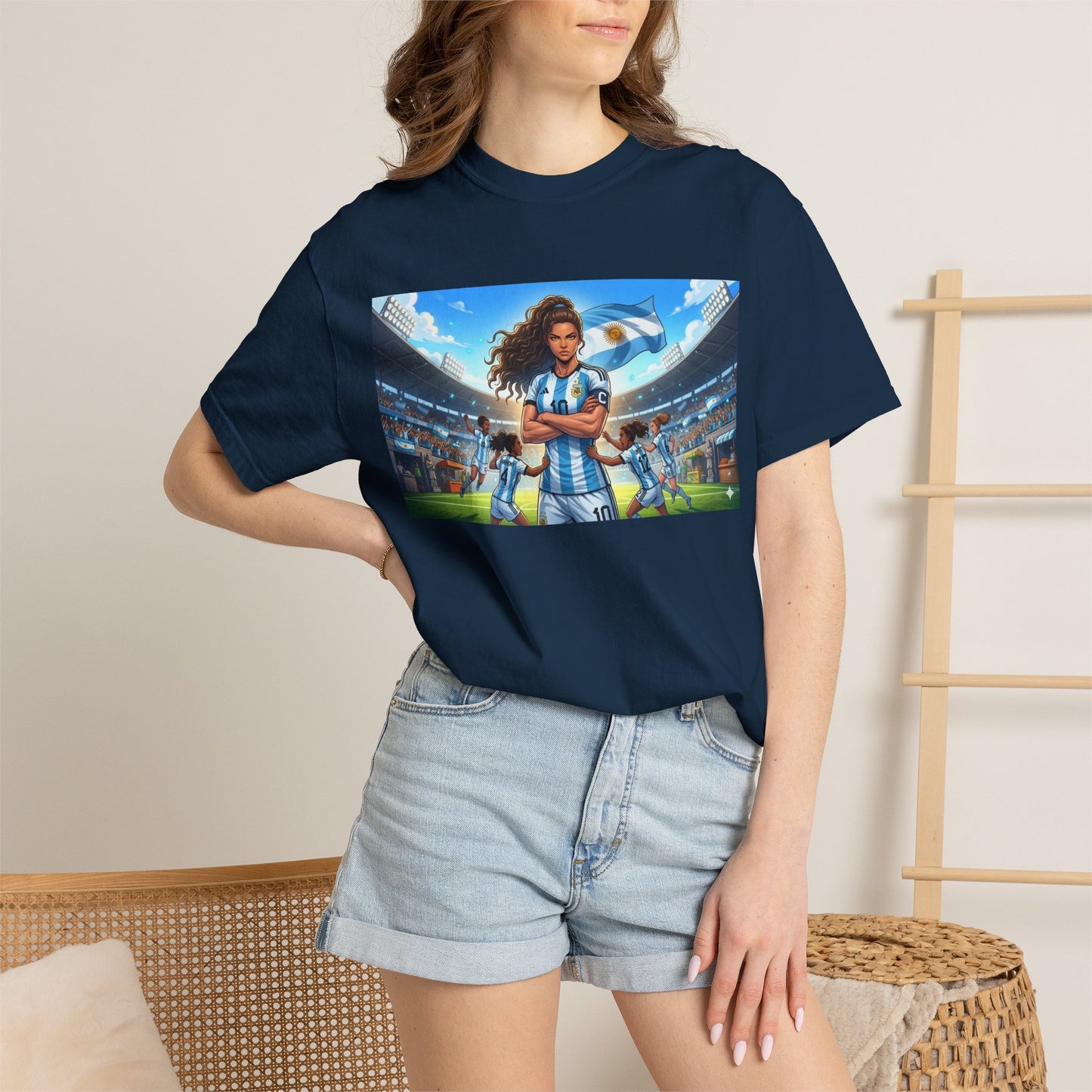 Argentina Soccer Heroine Stadium T-Shirt – Female Soccer Player Graphic Tee