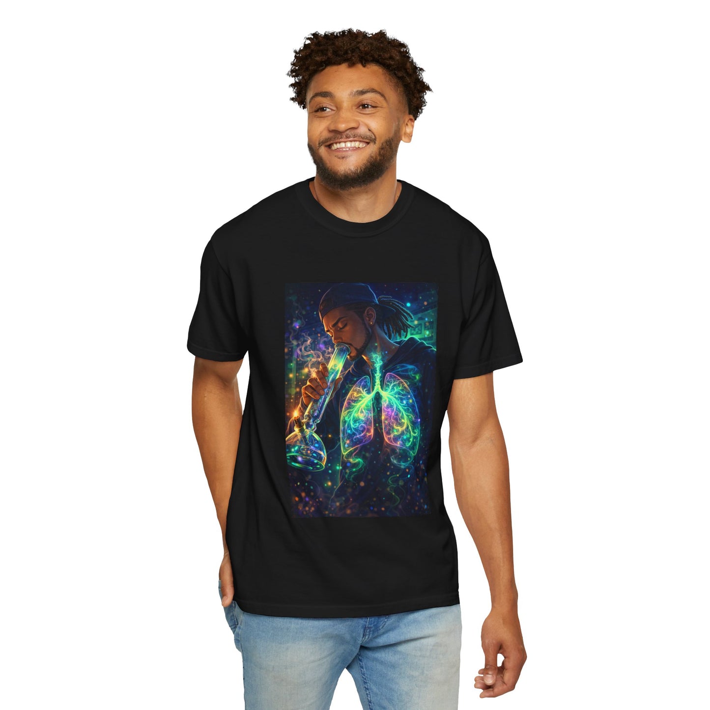 Cosmic Lungs T-Shirt — Neon Anatomical Art Tee