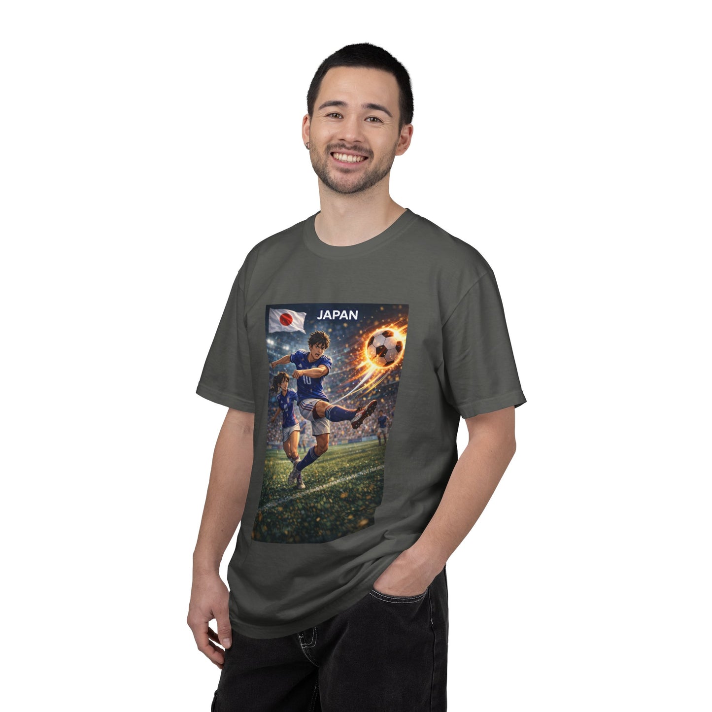 Japan Soccer Team Graphic T‑Shirt — Dynamic Football Players Design