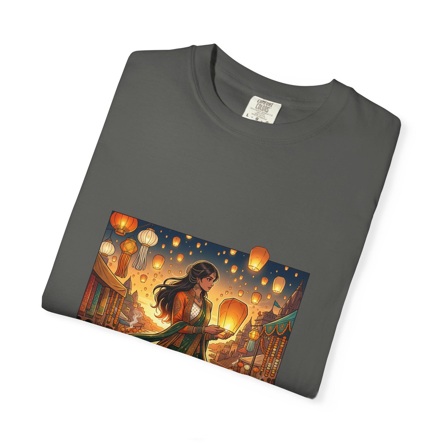 Diwali Lantern Festival T-Shirt — Indian Dancer with Floating Sky Lanterns