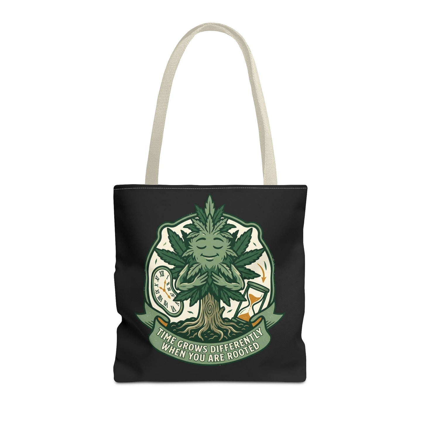 Rooted Tree Spirit Tote Bag — “Time Grows Different When You Are Rooted” Eco Tote
