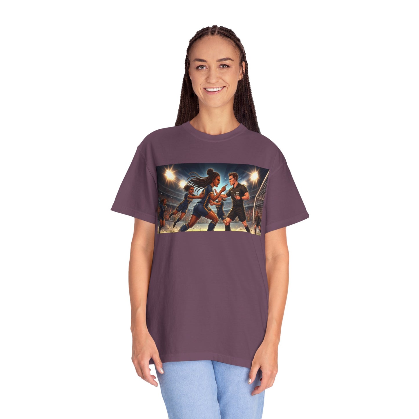 Soccer Night Match T-Shirt — Dynamic Players Under Stadium Lights