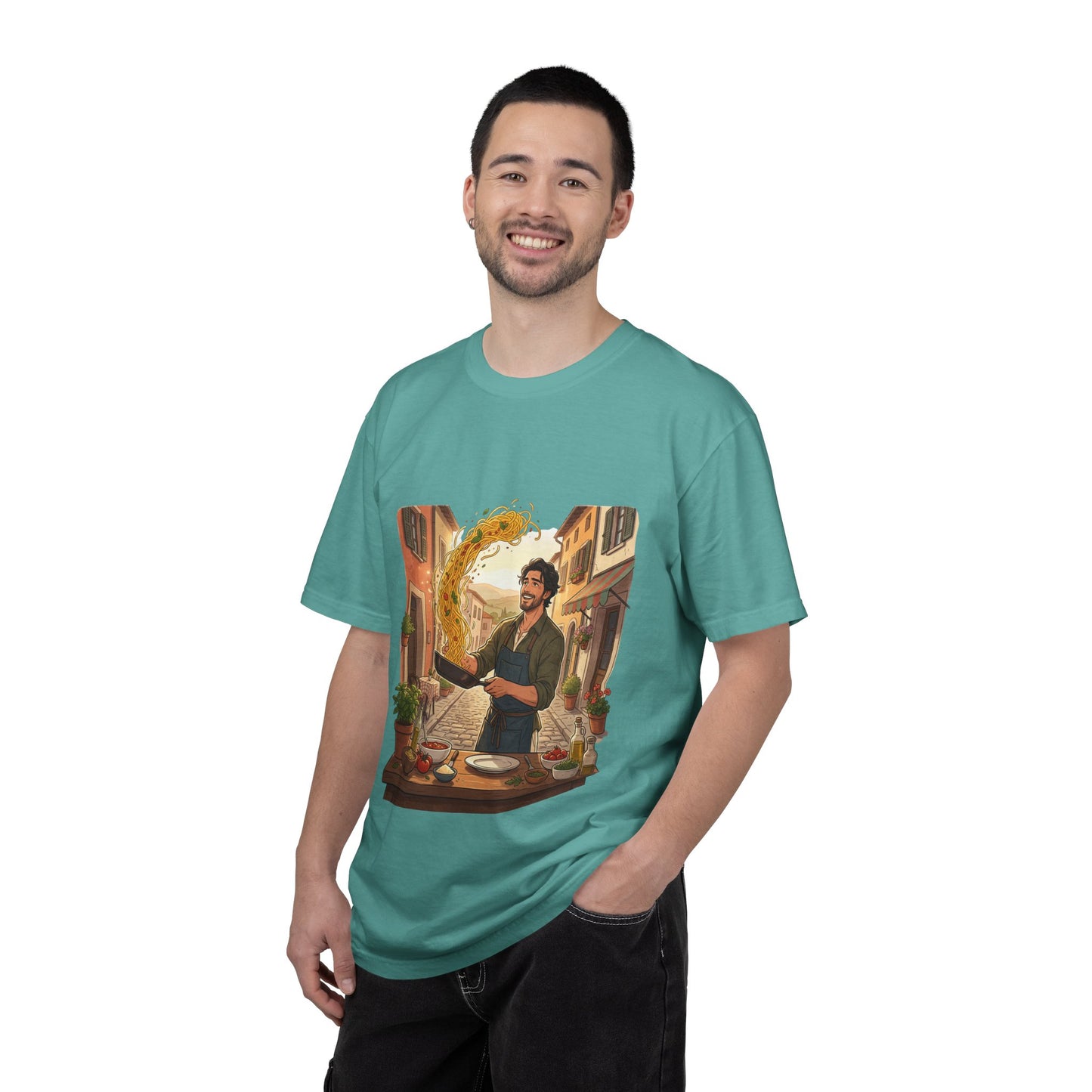 Italian Chef Pasta Toss T-Shirt — Vintage Street Kitchen Cooking Graphic Tee