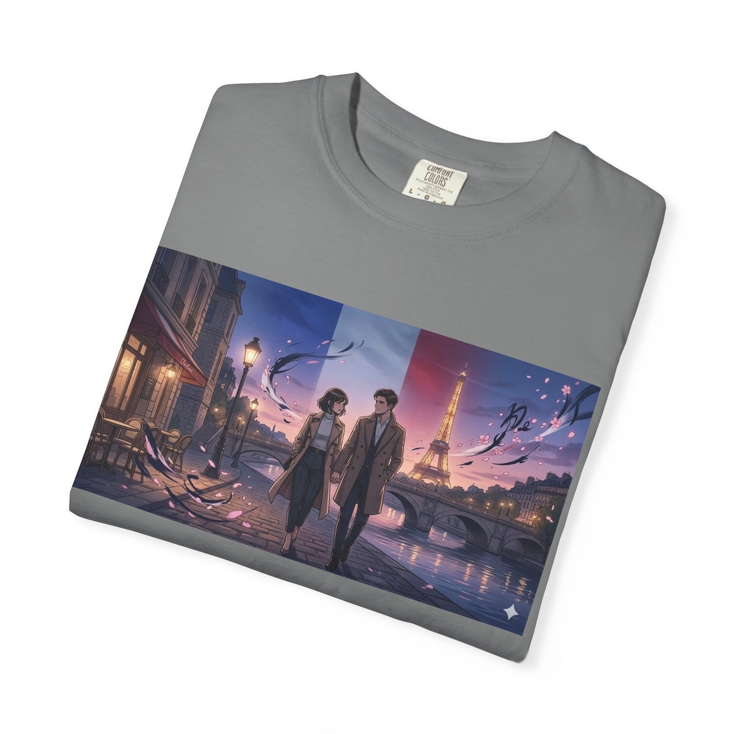 T-Shirt — Romantic City Night Stroll Illustration