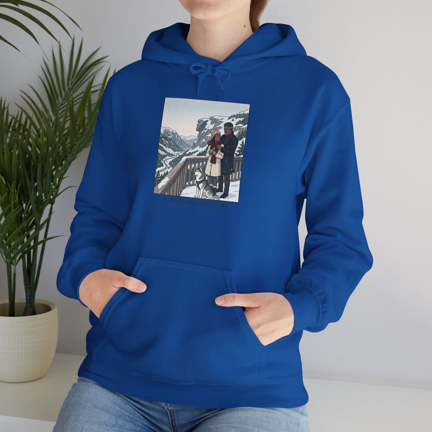 Winter Couple Photo Hoodie — Vintage Alps Travel Graphic Sweatshirt