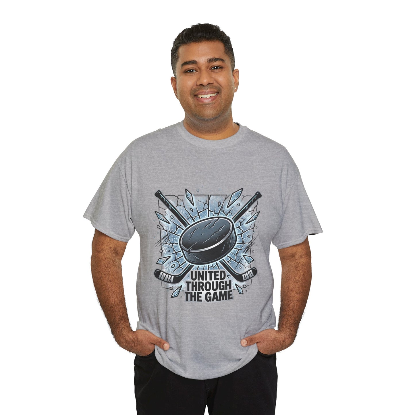 Hockey T-Shirt — "United Through the Game" Graphic Tee