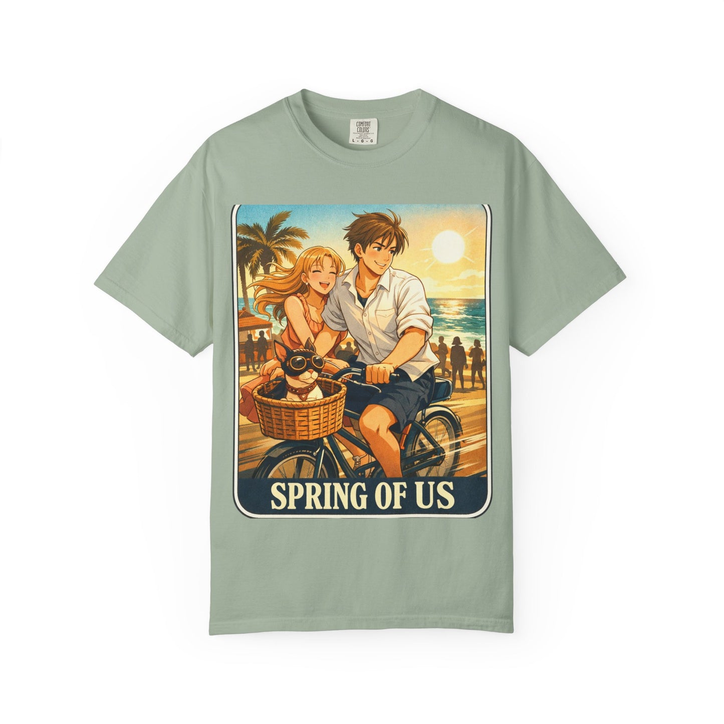 Spring of Us T-Shirt — Vintage Beach Couple Bicycle Design