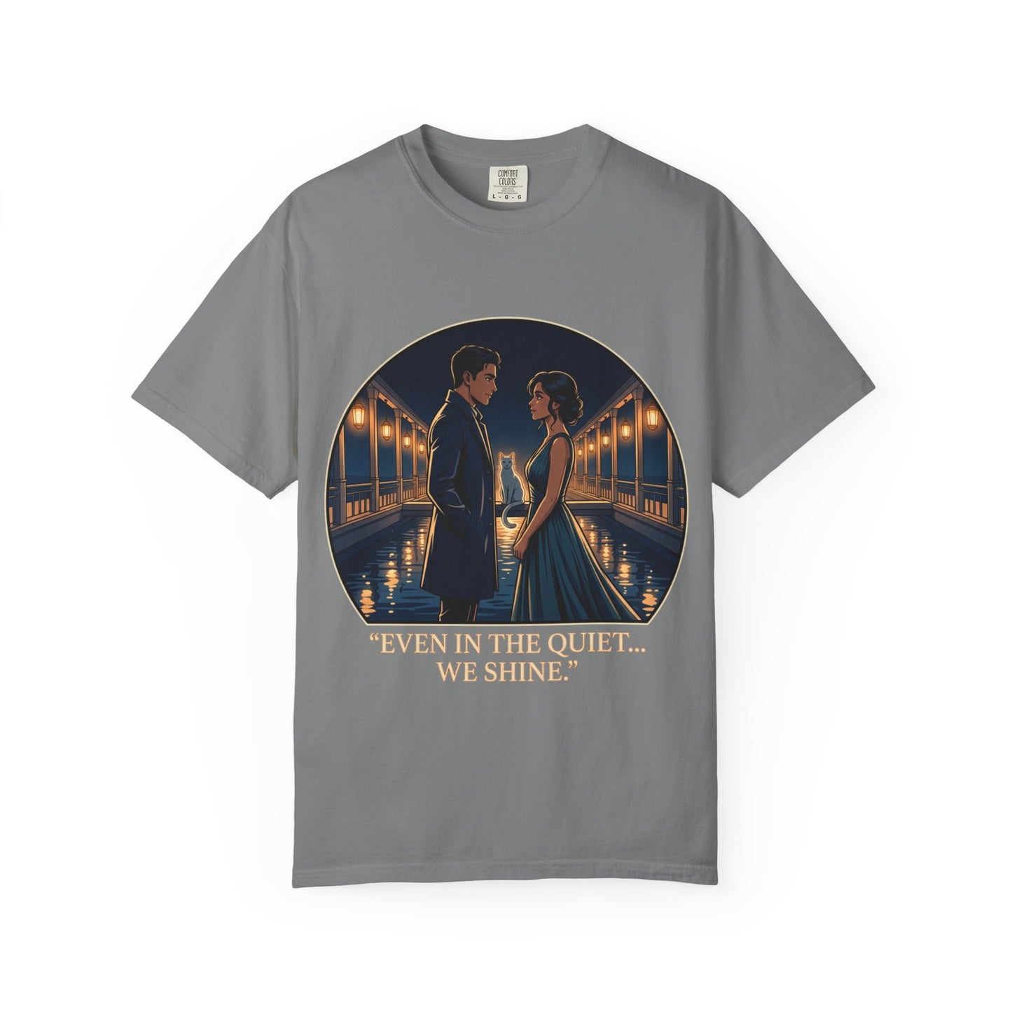 Romantic Night Stroll T-Shirt — "Even in the Quiet... We Shine" Graphic Tee