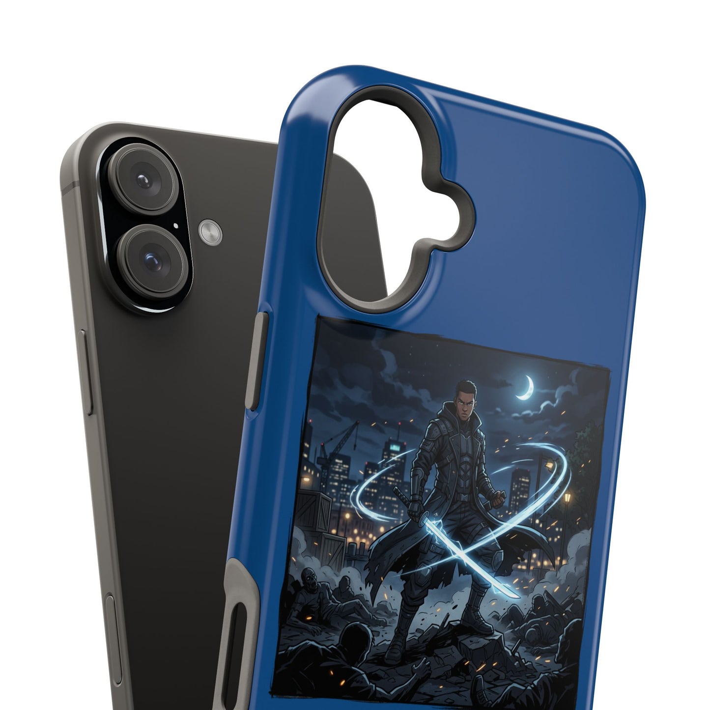Magnetic Impact-Resistant Phone Case — Night Warrior Sci‑Fi Design