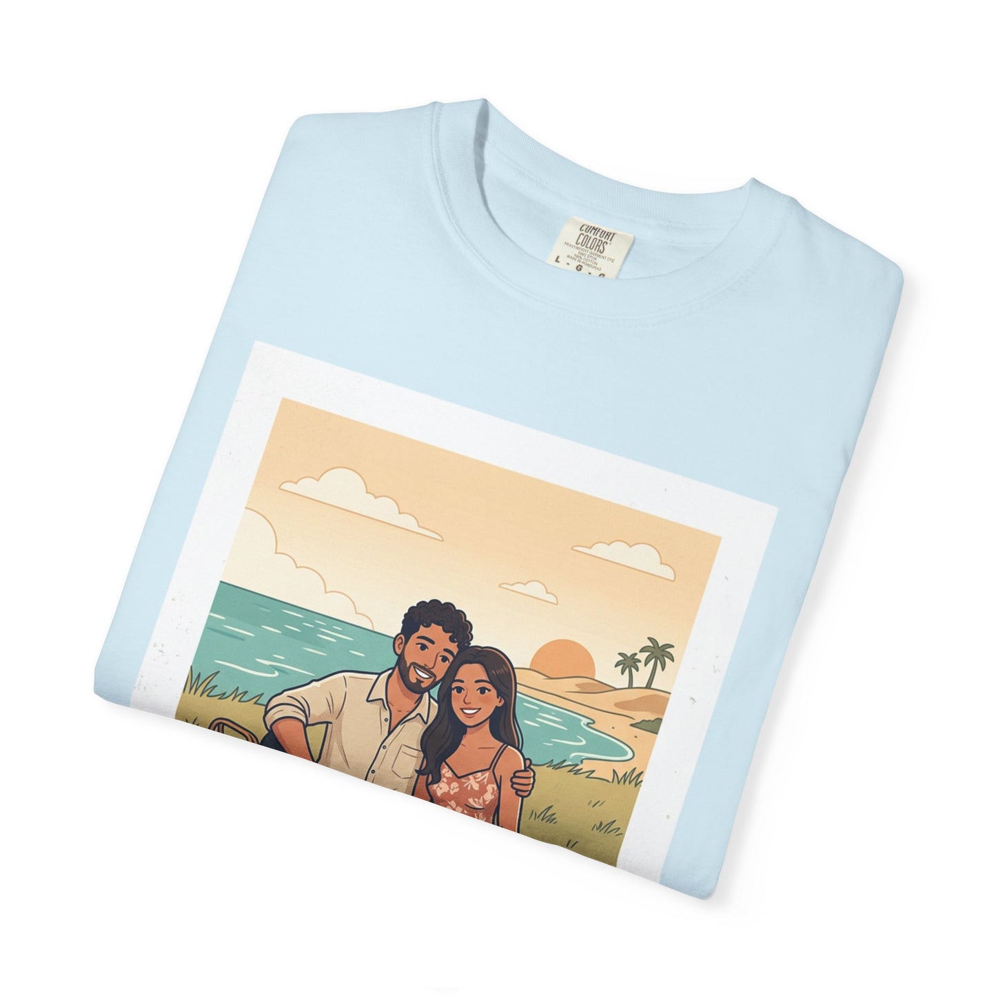 Beach Picnic Couple T‑Shirt — “The best days aren’t planned.” Relaxed Vacation Tee