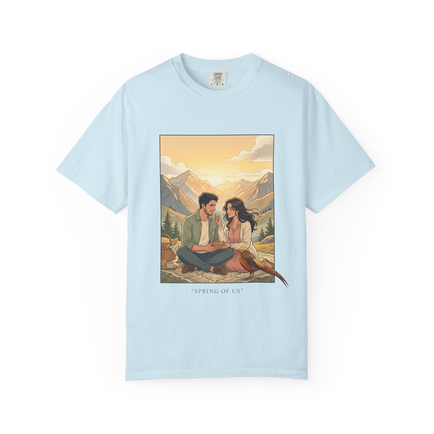 Couples Mountain Picnic T-Shirt — 'Opening Up' Scenic Graphic Tee