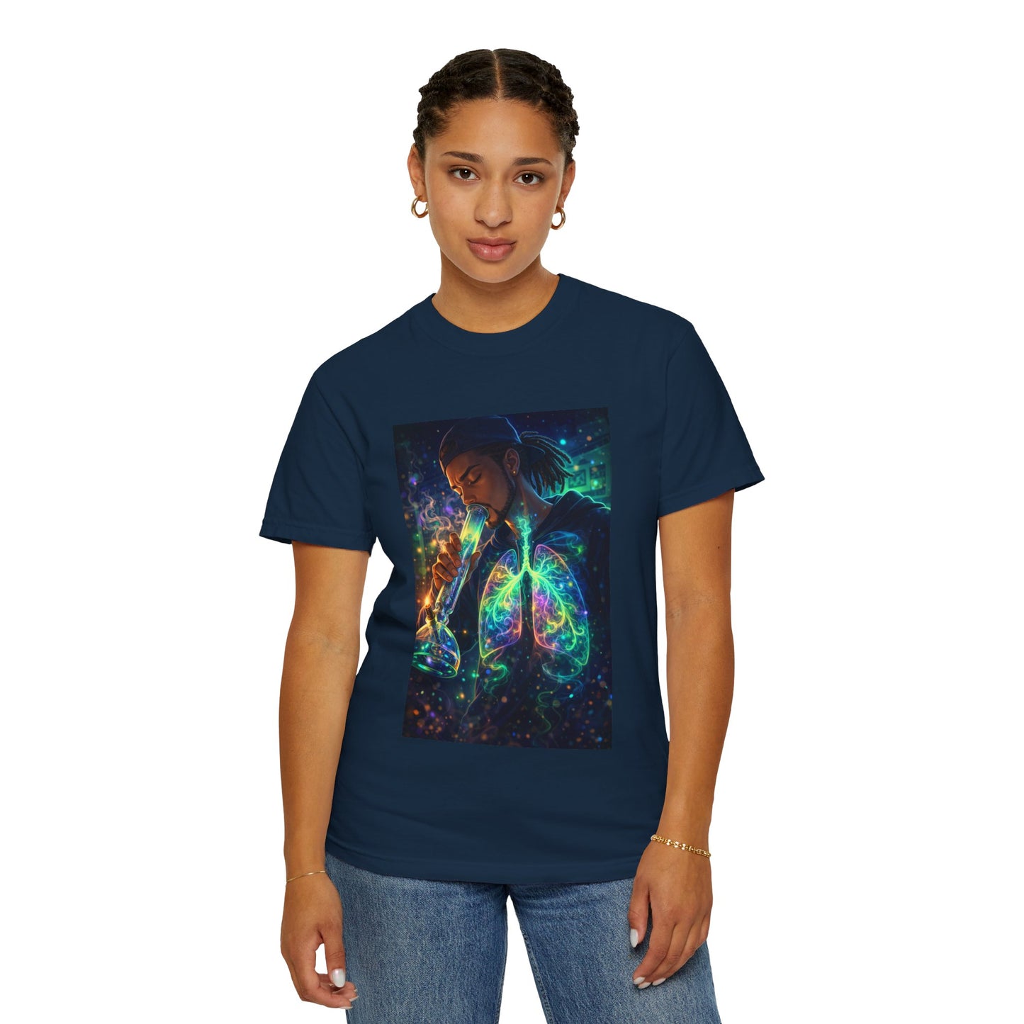 Cosmic Lungs T-Shirt — Neon Anatomical Art Tee